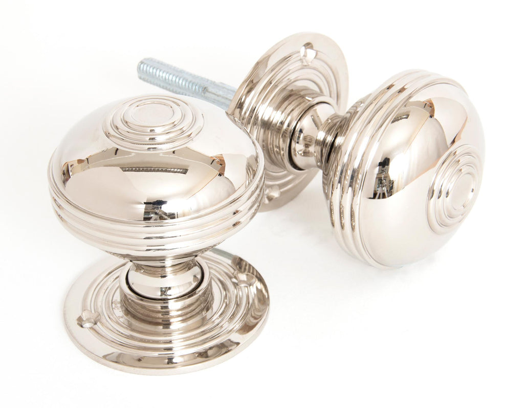 White background image of From The Anvil's Polished Nickel Prestbury Mortice/Rim Knob Set | From The Anvil
