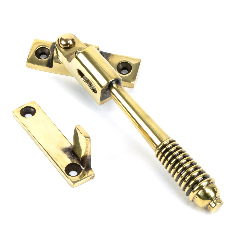 White background image of From The Anvil's Aged Brass Night-Vent Locking Reeded Fastener | From The Anvil