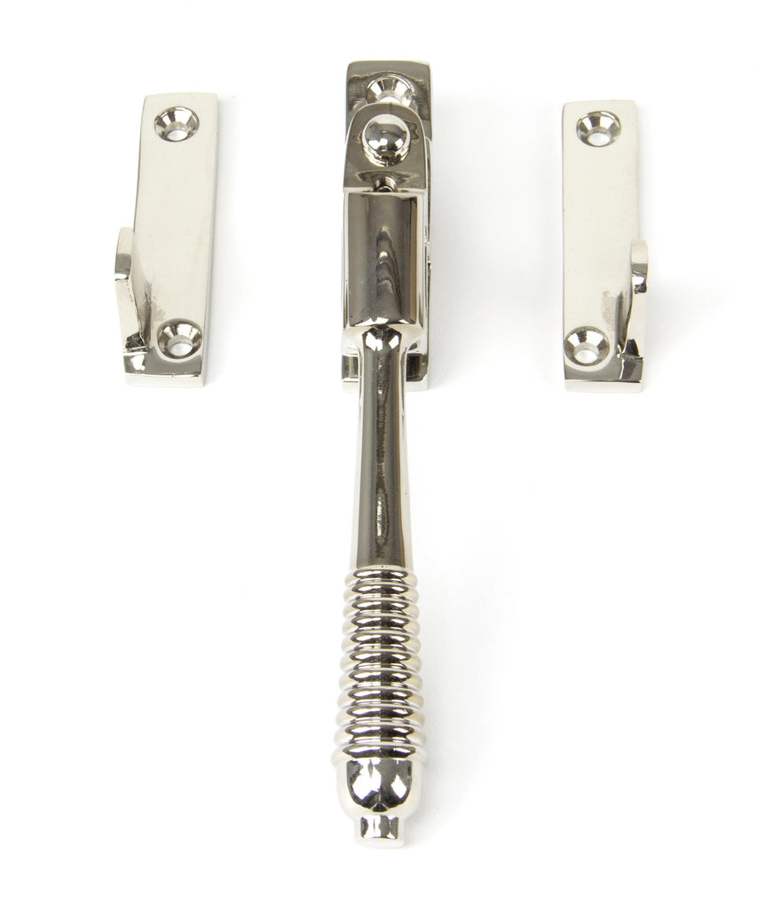 White background image of From The Anvil's Polished Nickel Night-Vent Locking Reeded Fastener | From The Anvil