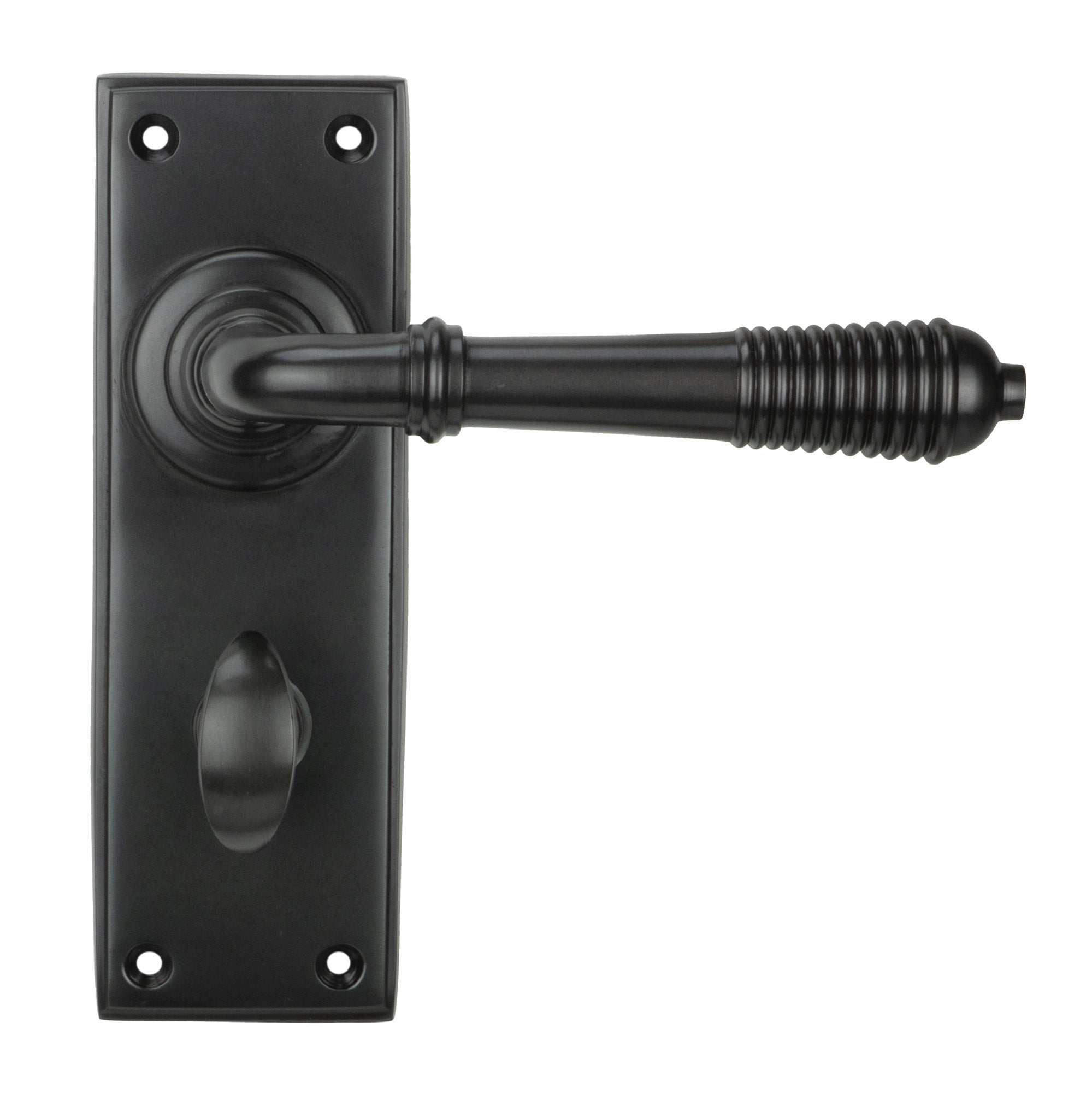 From The Anvil's Aged Bronze Reeded Lever Bathroom Set