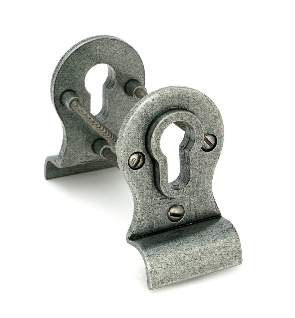 White background image of From The Anvil's Pewter Patina 50mm Euro Door Pull (Back to Back Fixings) | From The Anvil