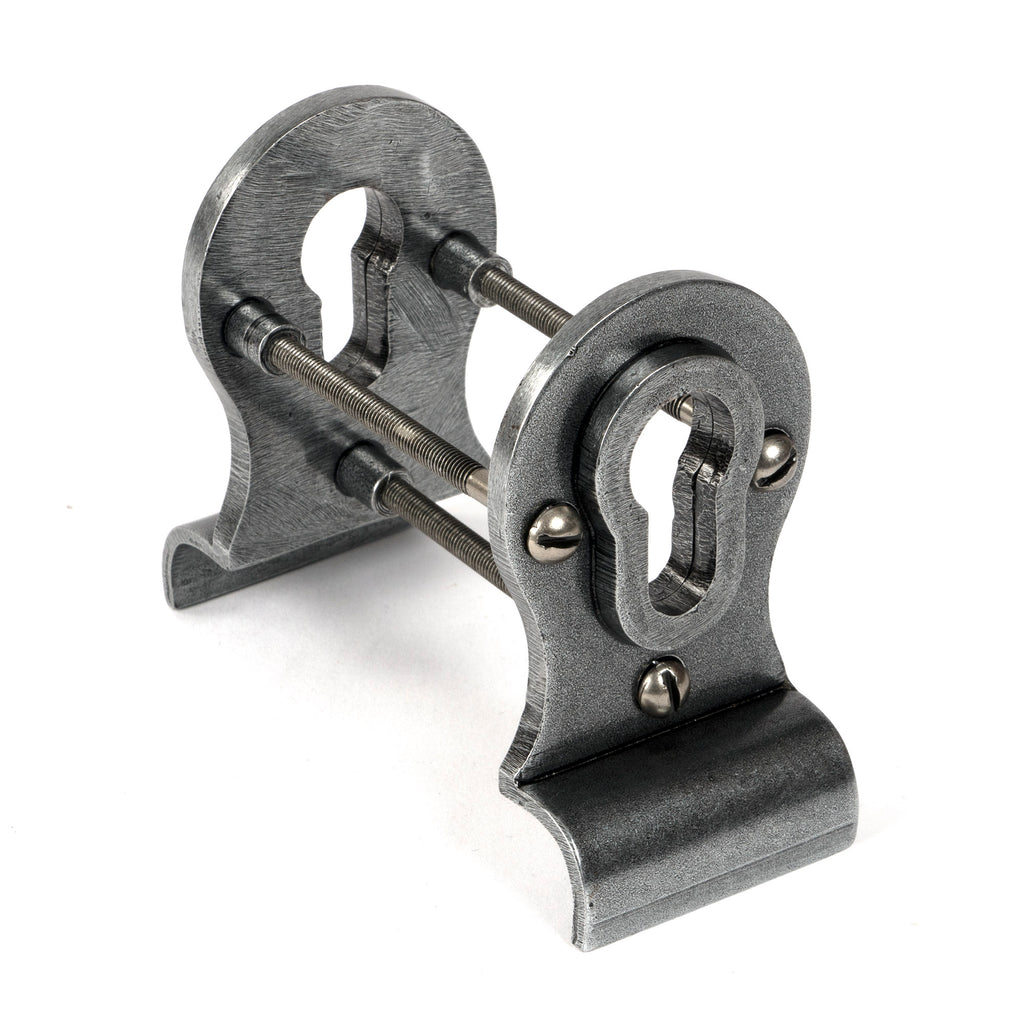 White background image of From The Anvil's Pewter Patina 50mm Euro Door Pull (Back to Back Fixings) | From The Anvil