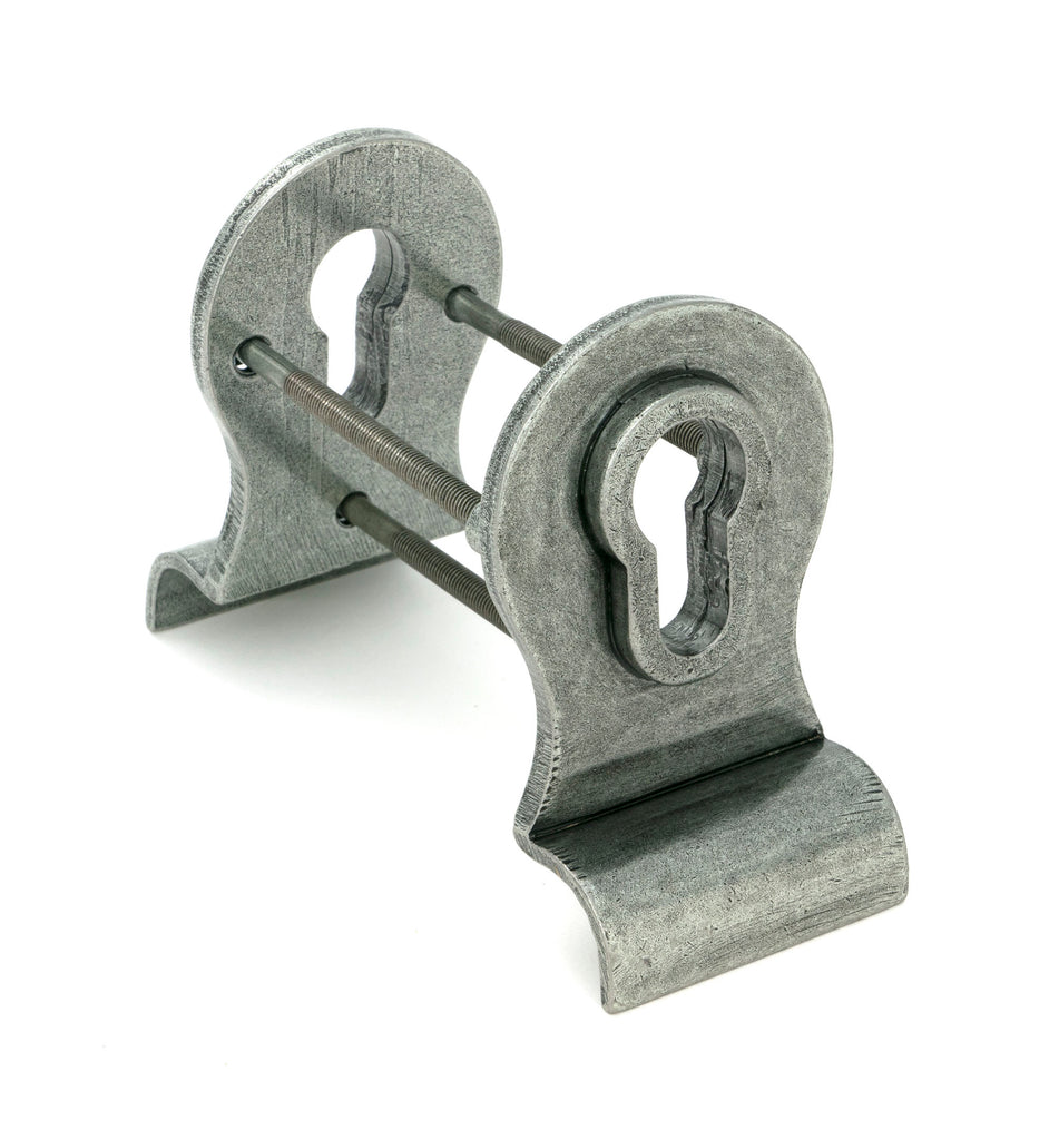 White background image of From The Anvil's Pewter Patina 50mm Euro Door Pull (Back to Back Fixings) | From The Anvil