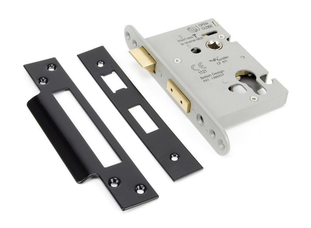 White background image of From The Anvil's Black Euro Profile Sash Lock | From The Anvil