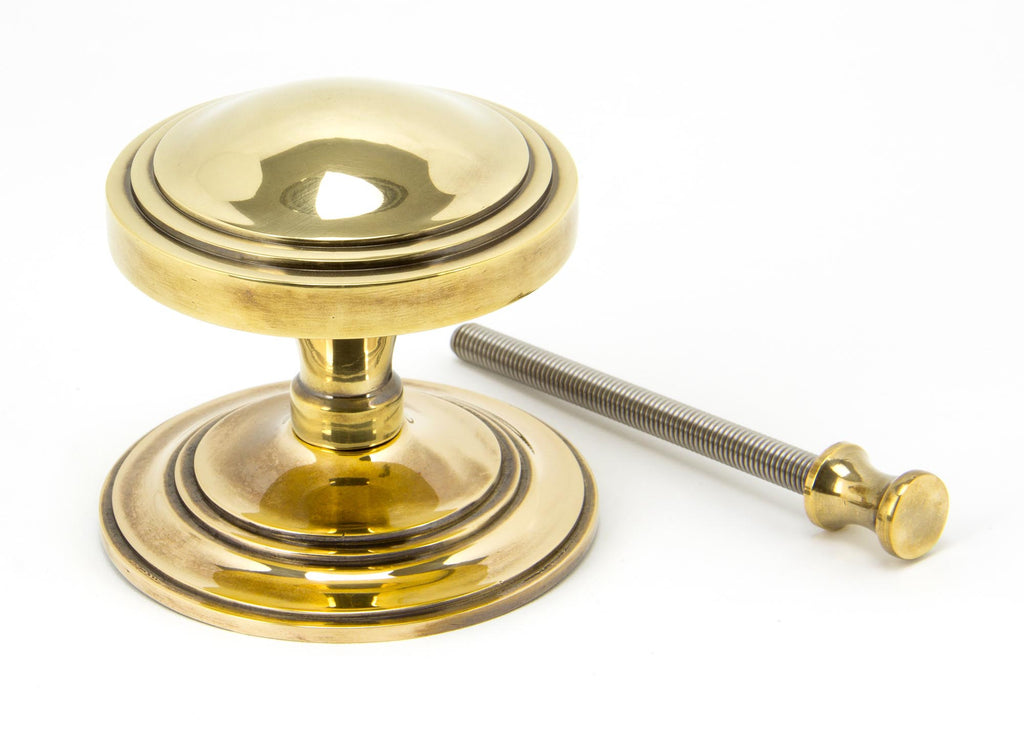 White background image of From The Anvil's Aged Brass Art Deco Centre Door Knob | From The Anvil