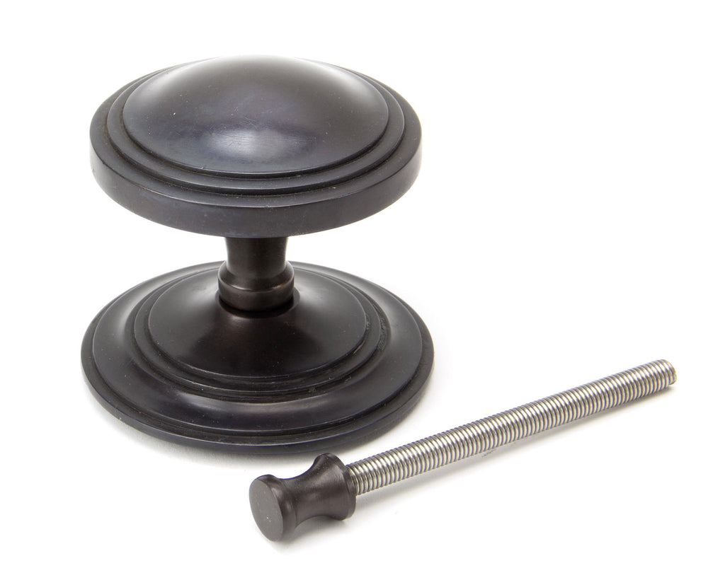 White background image of From The Anvil's Aged Bronze Art Deco Centre Door Knob | From The Anvil