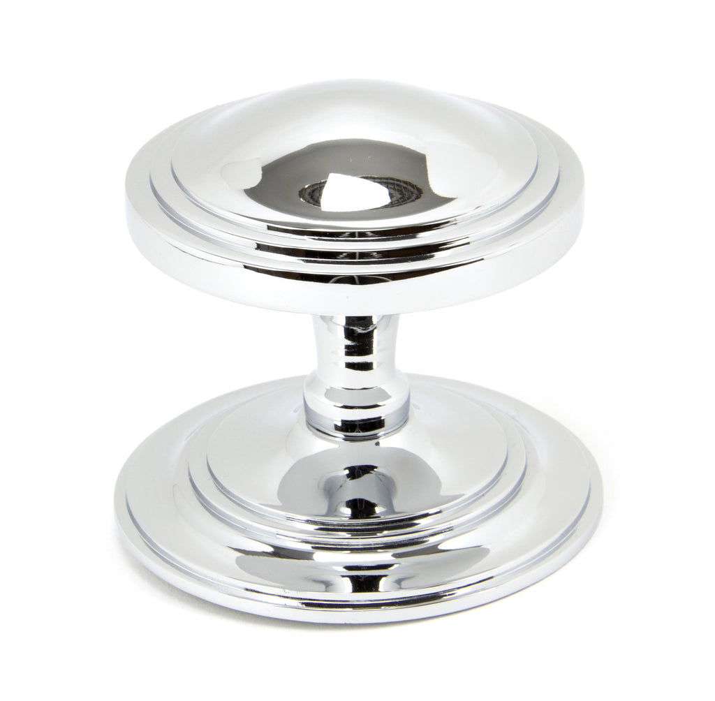 White background image of From The Anvil's Polished Chrome Art Deco Centre Door Knob | From The Anvil