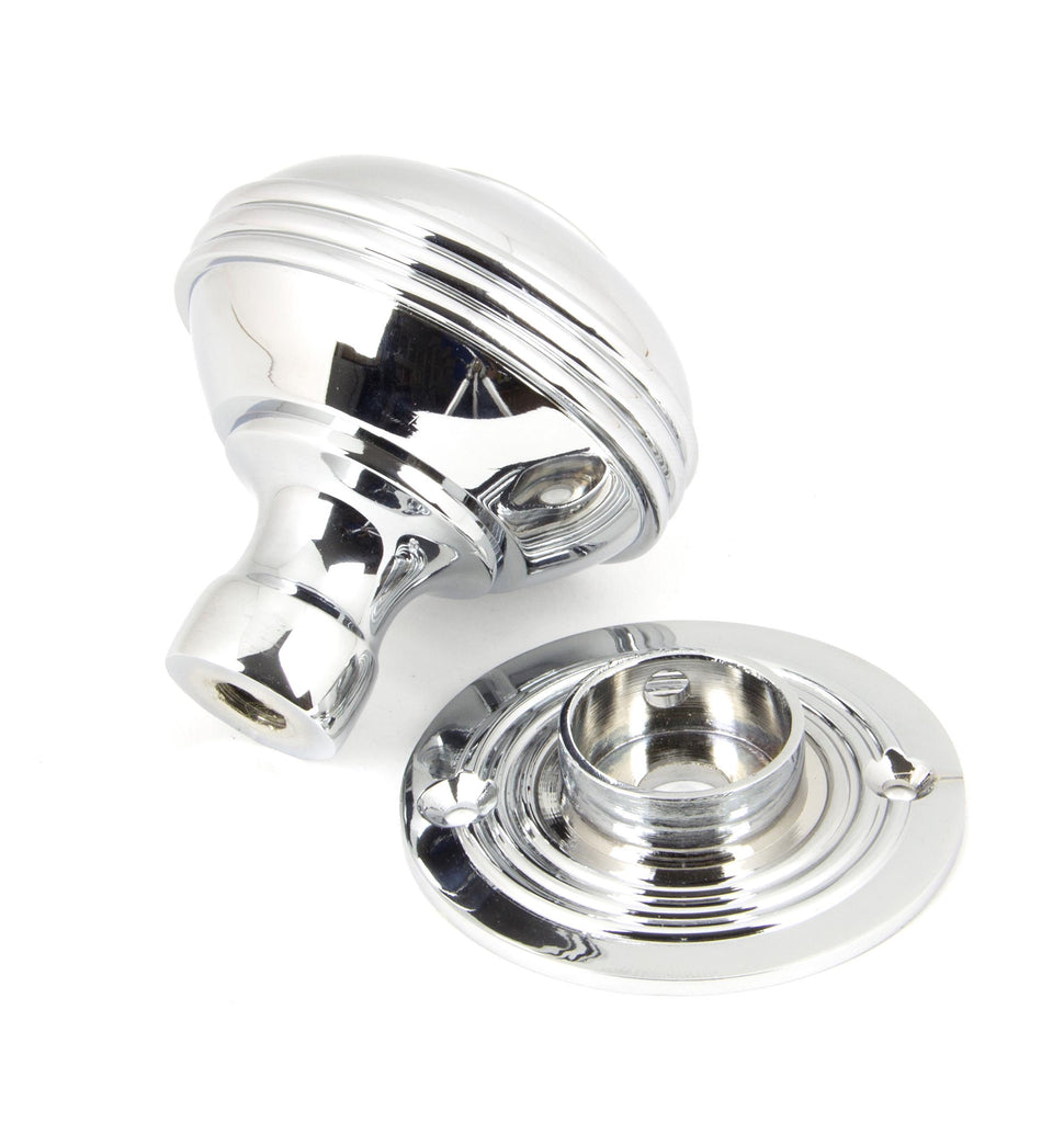 White background image of From The Anvil's Polished Chrome Prestbury Mortice/Rim Knob Set | From The Anvil