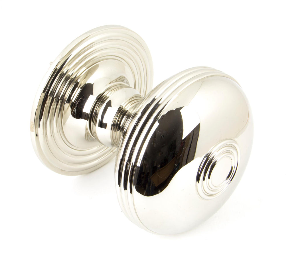 White background image of From The Anvil's Polished Nickel Prestbury Centre Door Knob | From The Anvil