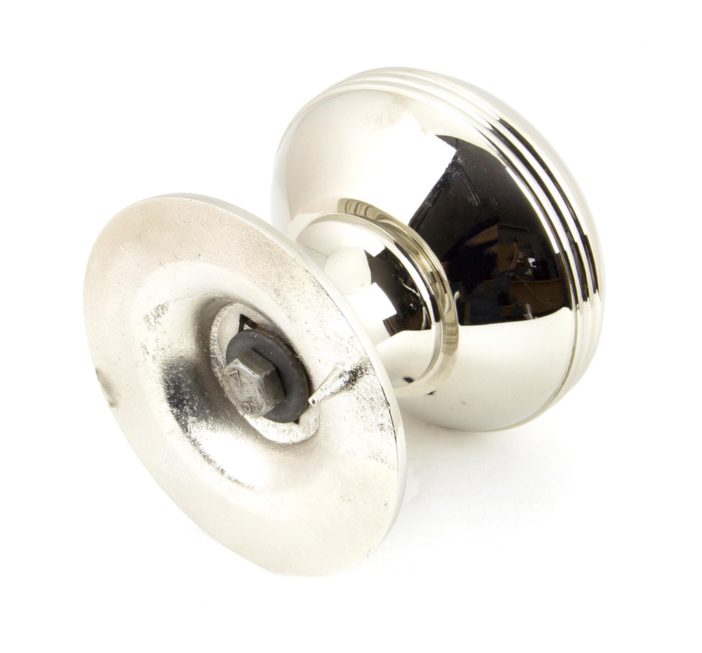 White background image of From The Anvil's Polished Nickel Prestbury Centre Door Knob | From The Anvil