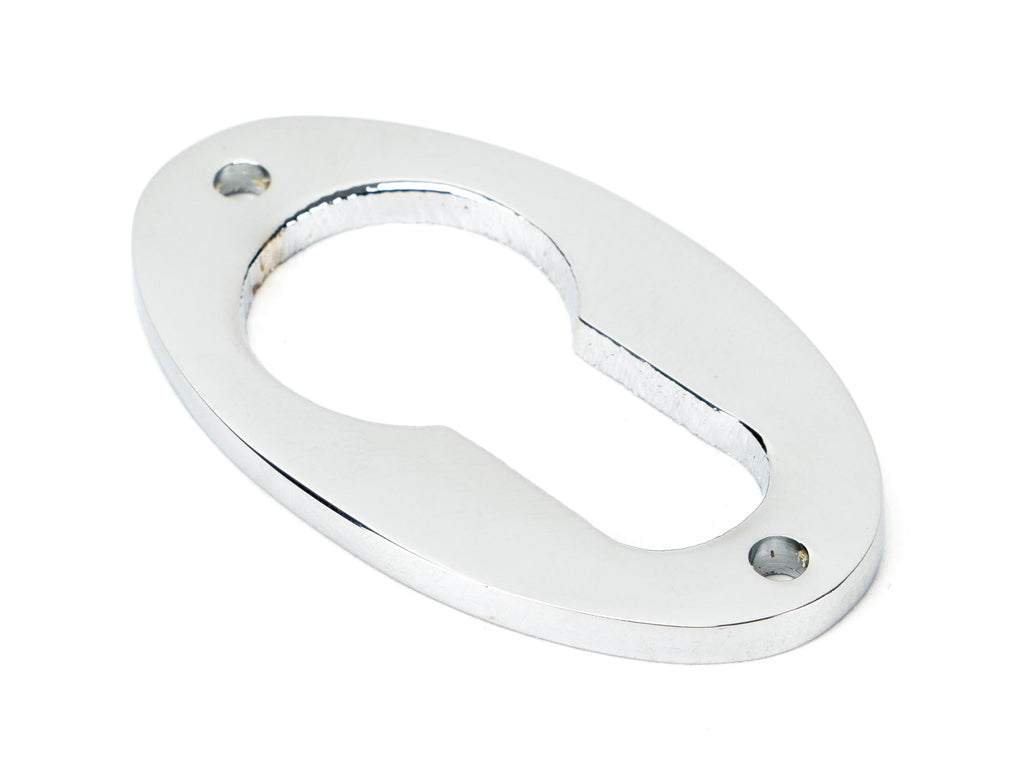 White background image of From The Anvil's Polished Chrome Oval Euro Esctucheon | From The Anvil