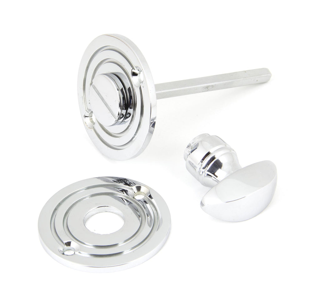 White background image of From The Anvil's Polished Chrome Round Thumbturn Set | From The Anvil