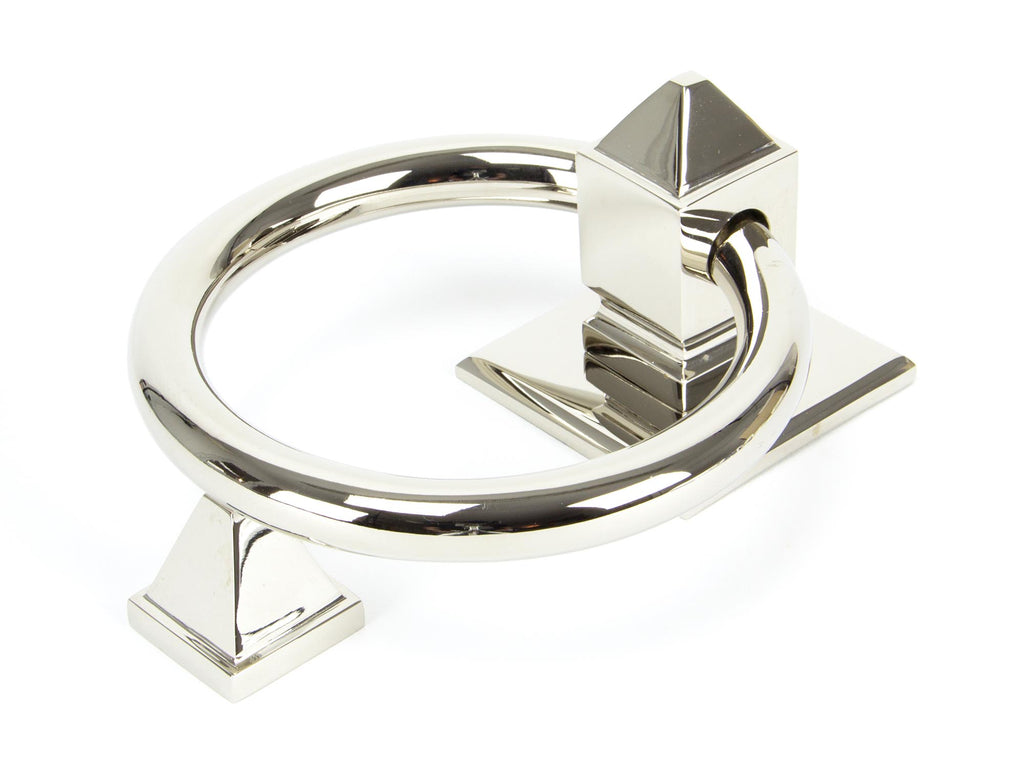 White background image of From The Anvil's Polished Nickel Ring Door Knocker | From The Anvil