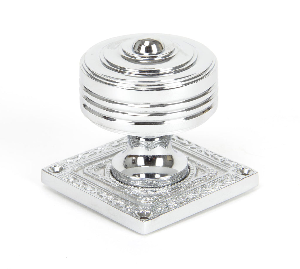 White background image of From The Anvil's Polished Chrome Tewkesbury Square Mortice Knob Set | From The Anvil