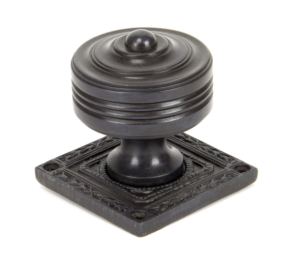 White background image of From The Anvil's Aged Bronze Tewkesbury Square Mortice Knob Set | From The Anvil