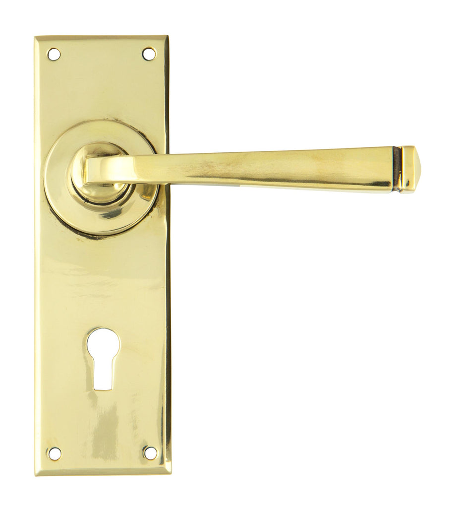 White background image of From The Anvil's Aged Brass Avon Lever Lock Set | From The Anvil