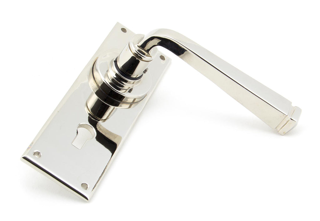 White background image of From The Anvil's Polished Nickel Avon Lever Lock Set | From The Anvil