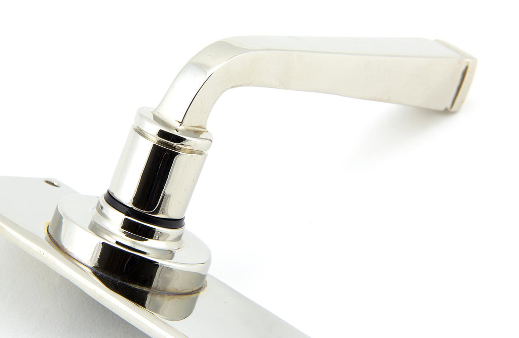 White background image of From The Anvil's Polished Nickel Avon Lever Latch Set | From The Anvil