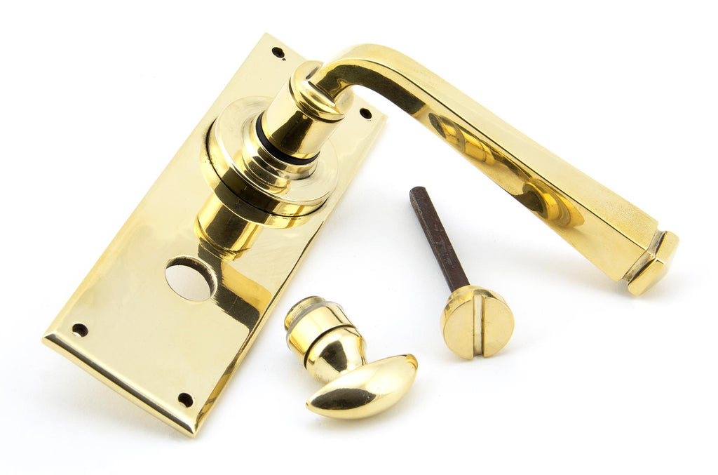 White background image of From The Anvil's Aged Brass Avon Lever Bathroom Set | From The Anvil