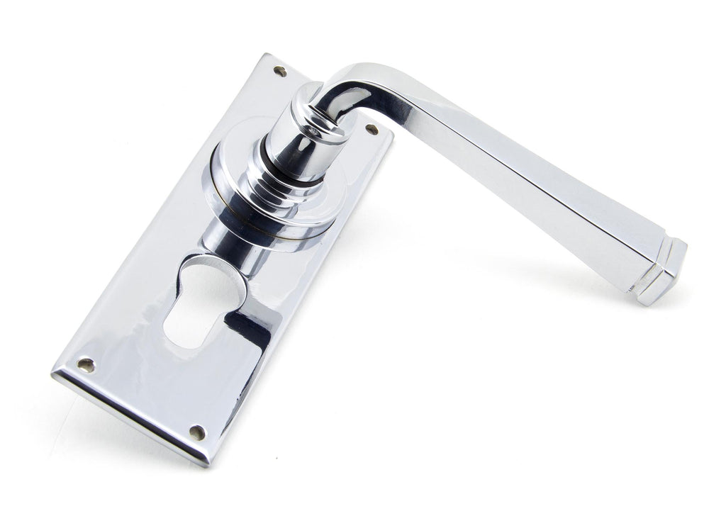 White background image of From The Anvil's Polished Chrome Avon Lever Euro Lock Set | From The Anvil