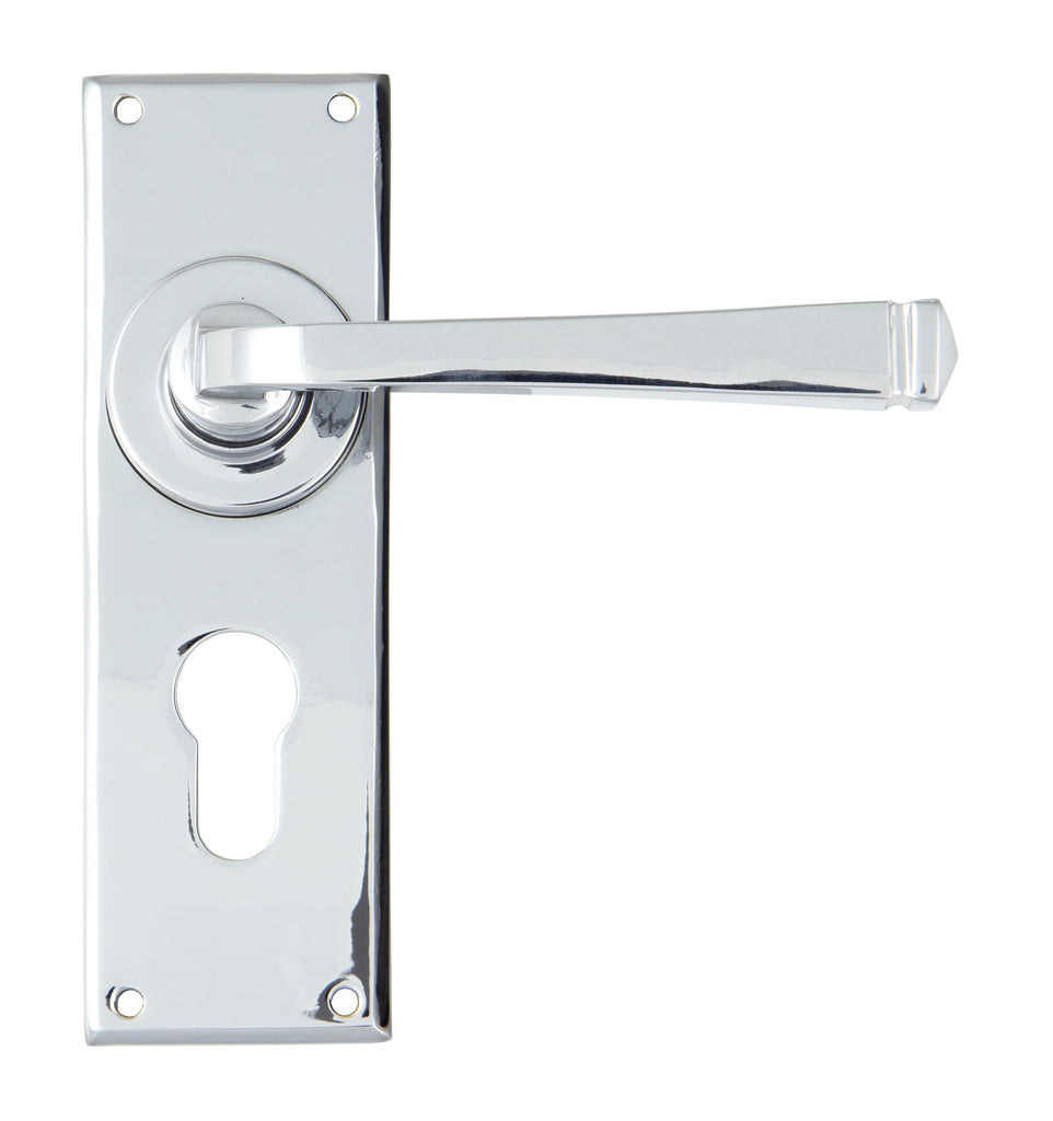 White background image of From The Anvil's Polished Chrome Avon Lever Euro Lock Set | From The Anvil