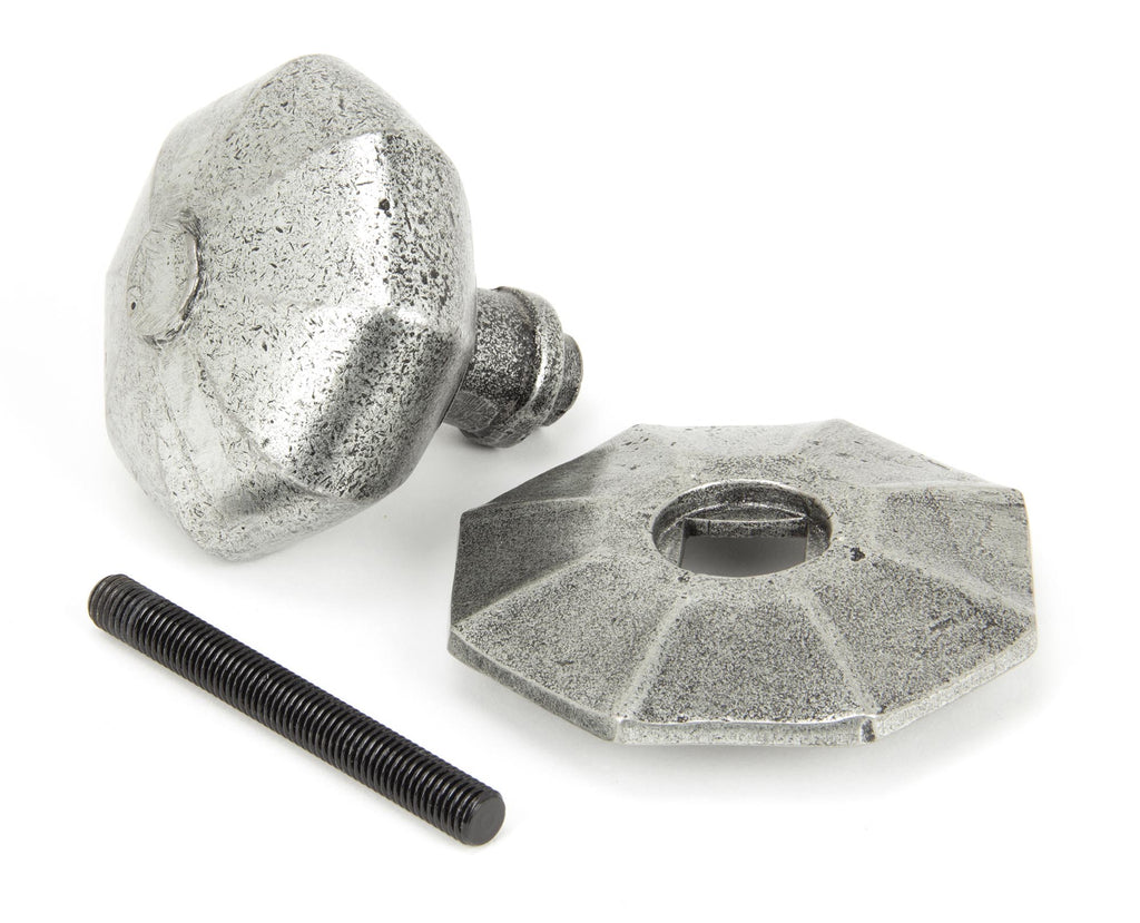 White background image of From The Anvil's Pewter Patina Octagonal Centre Door Knob | From The Anvil
