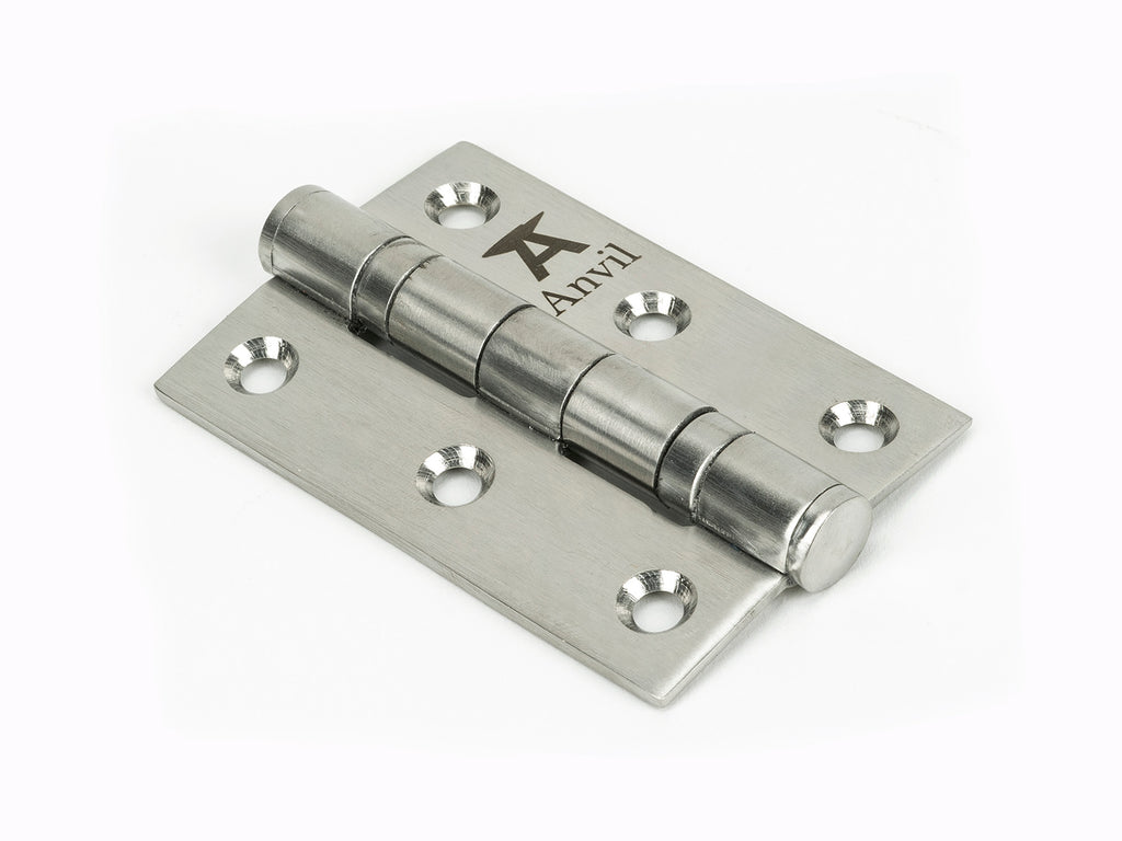 White background image of From The Anvil's Satin Stainless Steel Ball Bearing Butt Hinge (pair) SS | From The Anvil