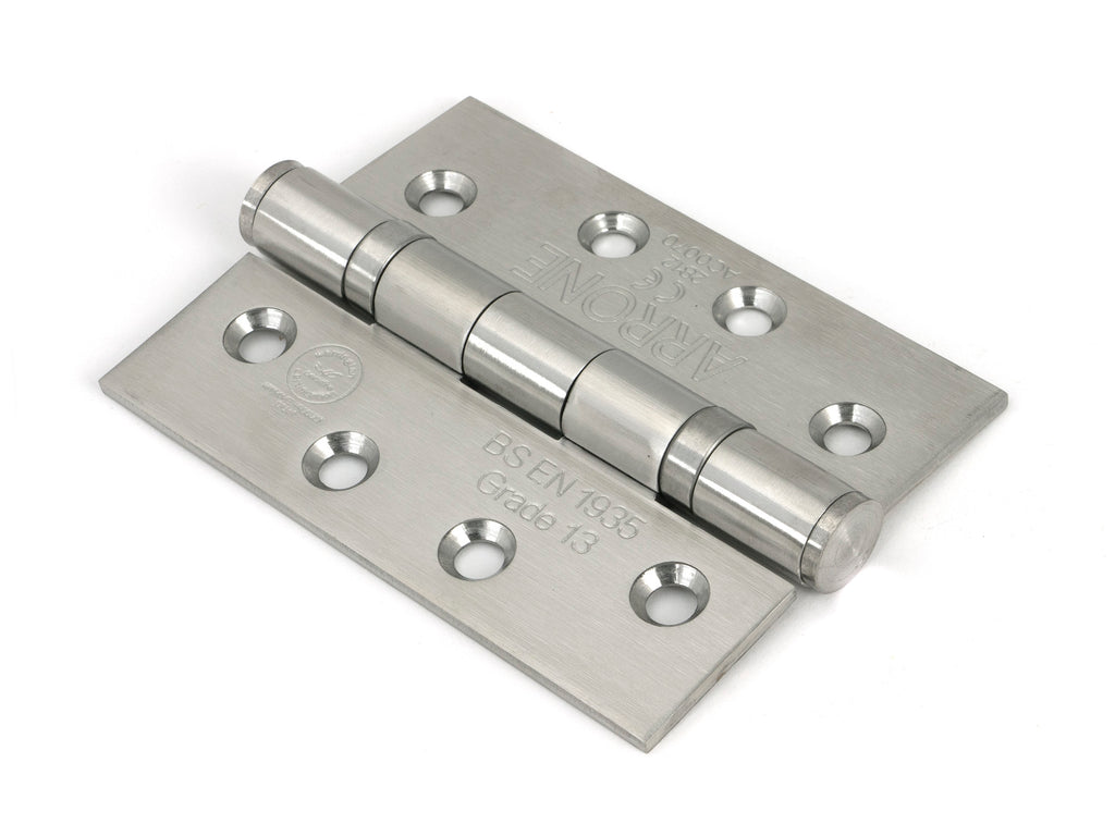White background image of From The Anvil's Satin Stainless Steel Ball Bearing Butt Hinge (pair) SS | From The Anvil