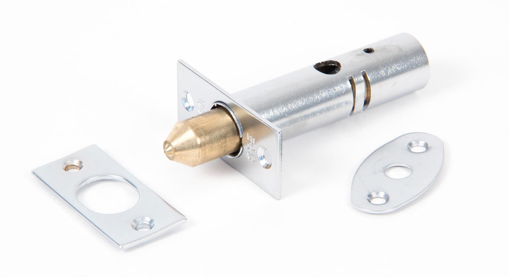White background image of From The Anvil's Satin Chrome Security Door Bolt | From The Anvil