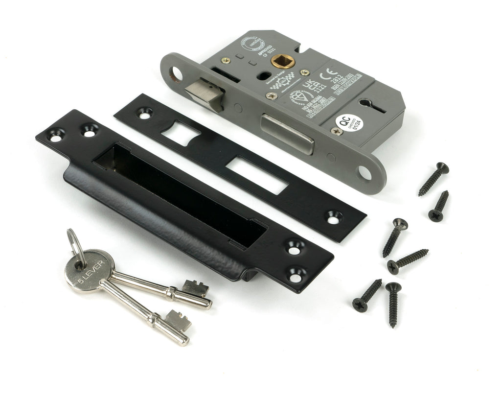 White background image of From The Anvil's Black Lever BS Sash Lock | From The Anvil