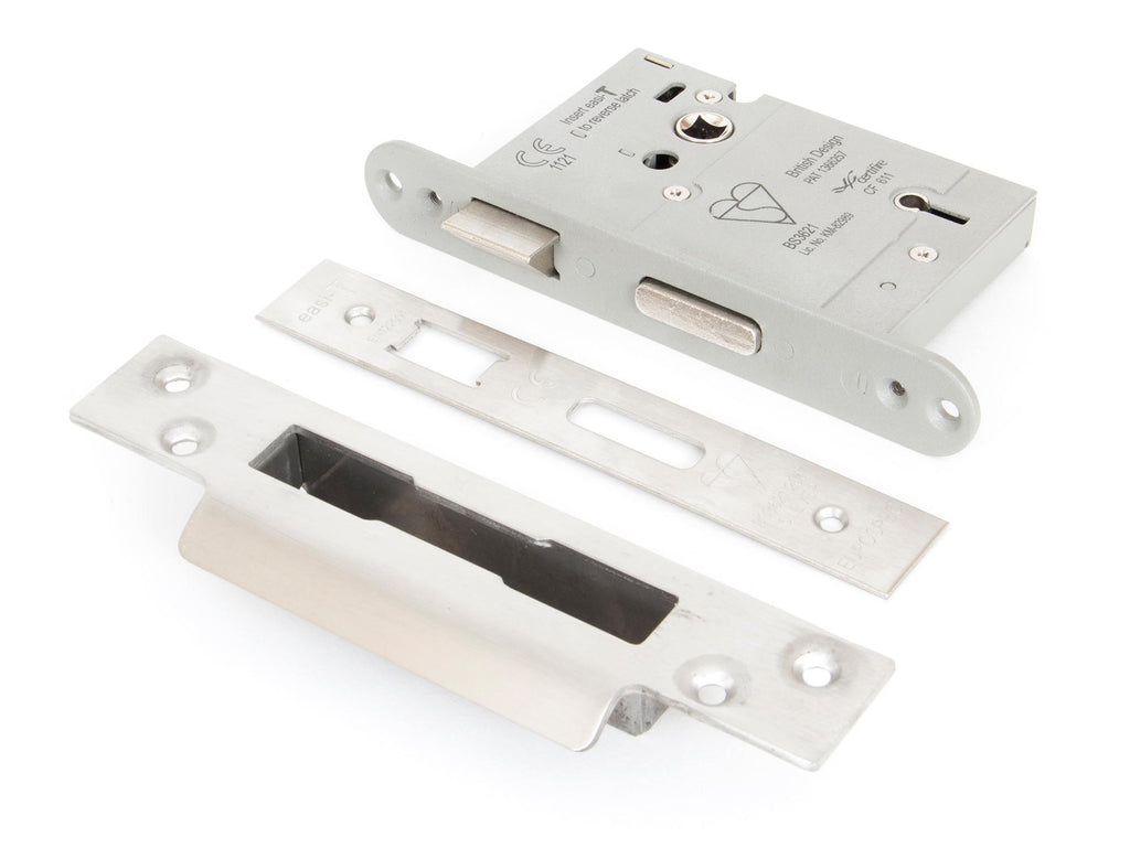 White background image of From The Anvil's Satin Stainless Steel 5 Lever Heavy Duty BS Sash Lock | From The Anvil