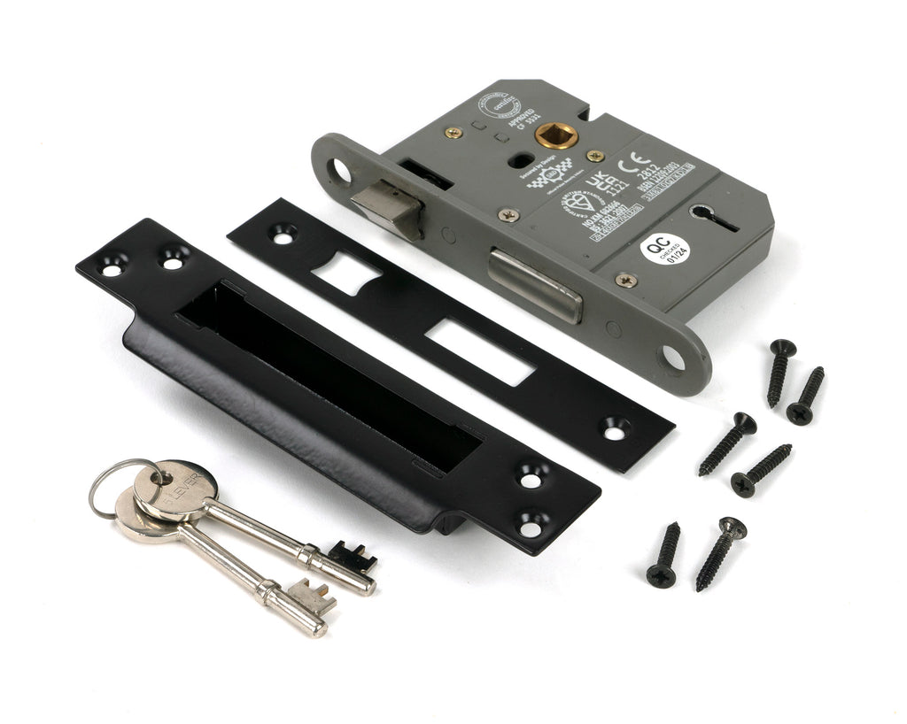 White background image of From The Anvil's Black Lever BS Sash Lock | From The Anvil