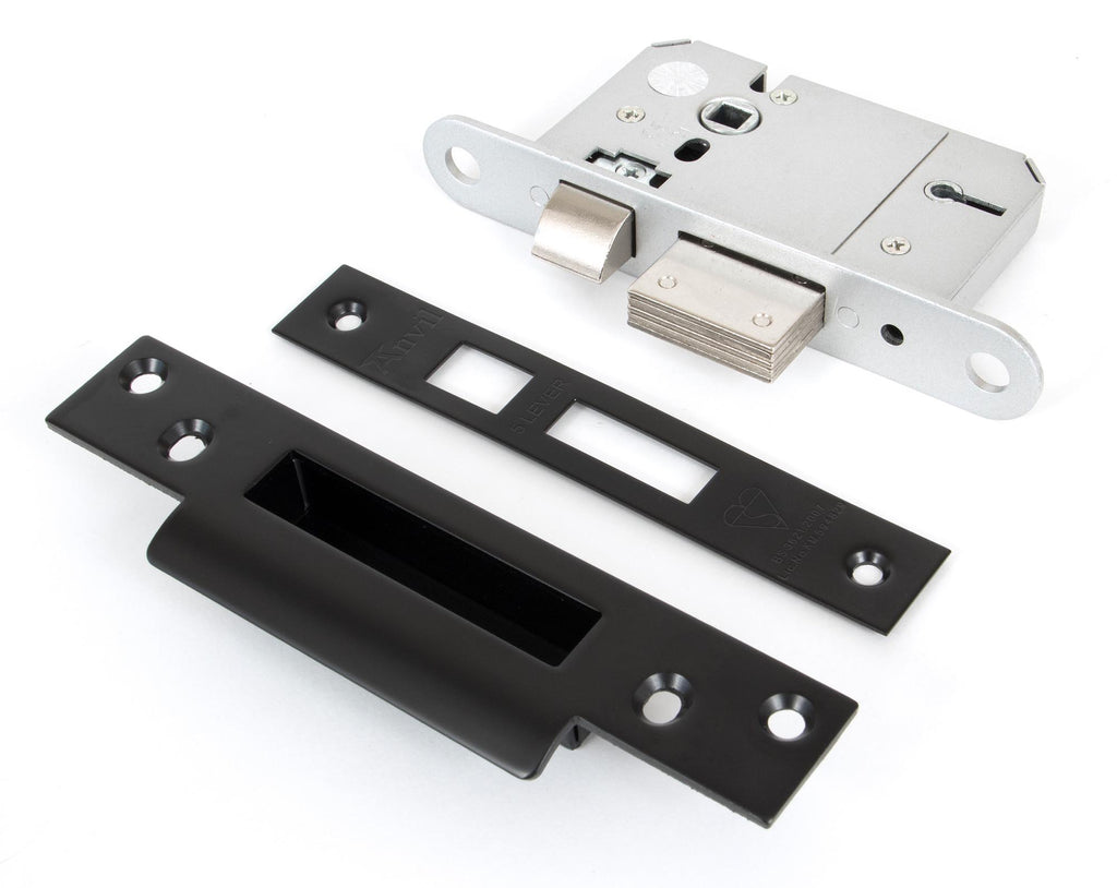 White background image of From The Anvil's Black Lever BS Sash Lock KA | From The Anvil