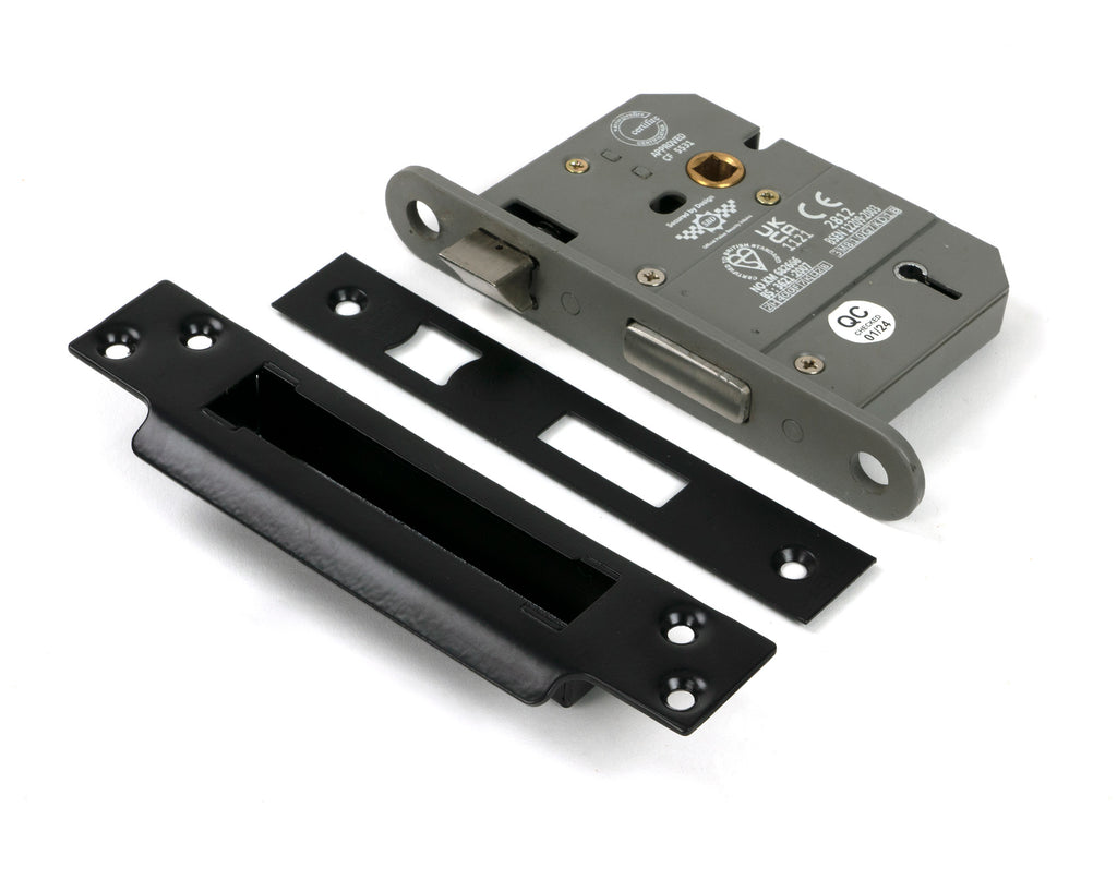 White background image of From The Anvil's Black Lever BS Sash Lock KA | From The Anvil