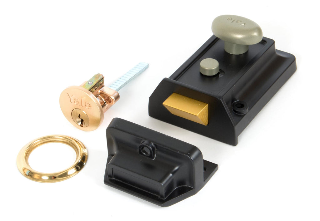 White background image of From The Anvil's Black Traditional Case Night Latch | From The Anvil