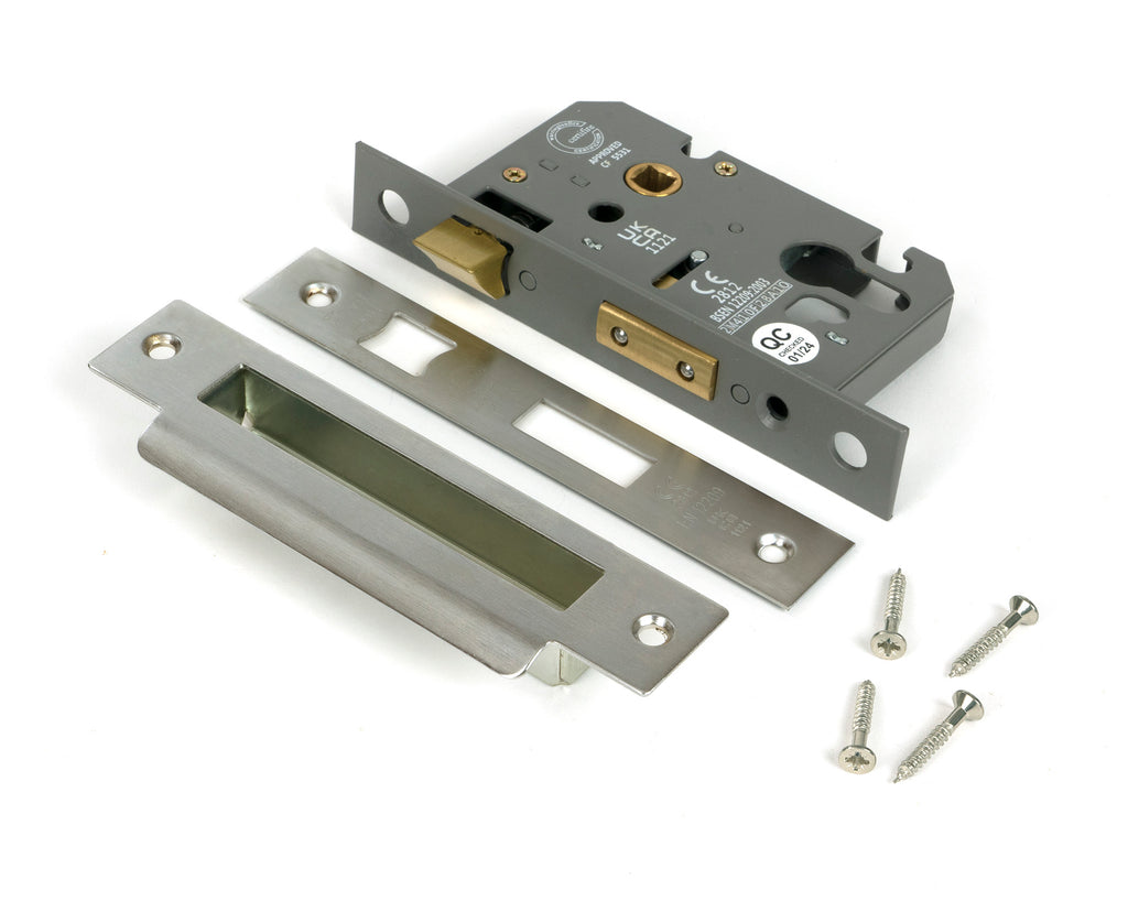 White background image of From The Anvil's Satin Stainless Steel Euro Profile Sash Lock | From The Anvil