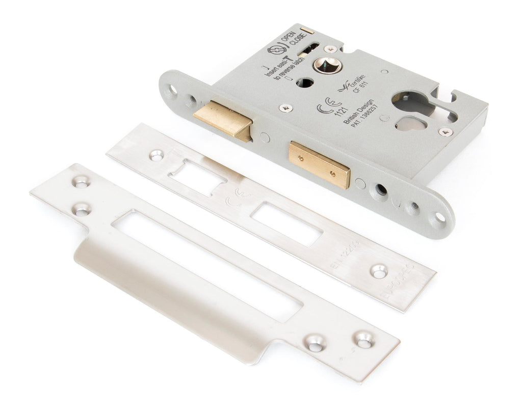 White background image of From The Anvil's Satin Stainless Steel Euro Profile Sash Lock | From The Anvil