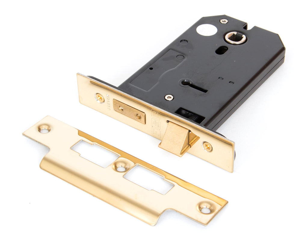 White background image of From The Anvil's PVD Brass 5" Horizontal 3 Lever Sash Lock | From The Anvil