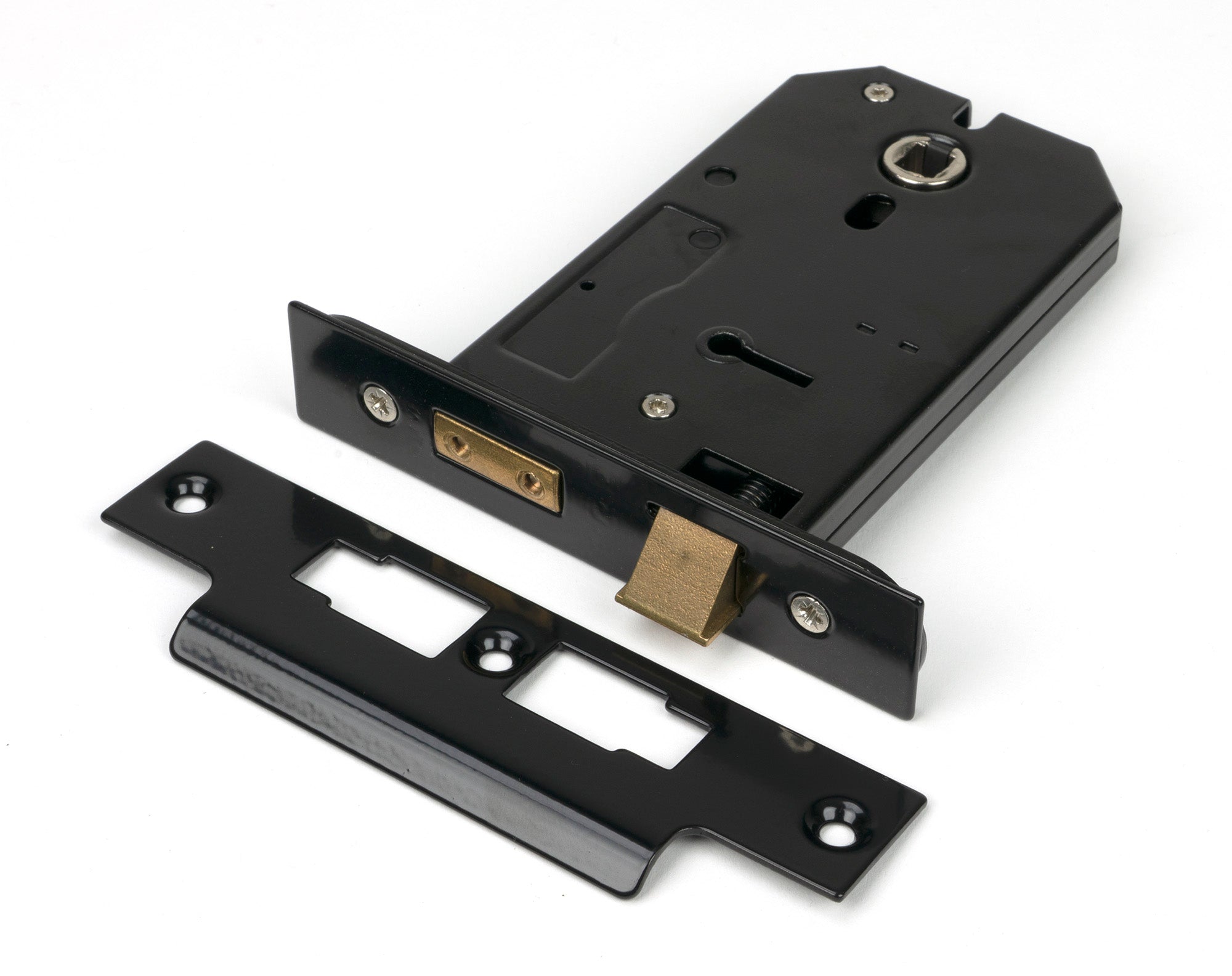 From The Anvil's Black 5" Horizontal 3 Lever Sash Lock