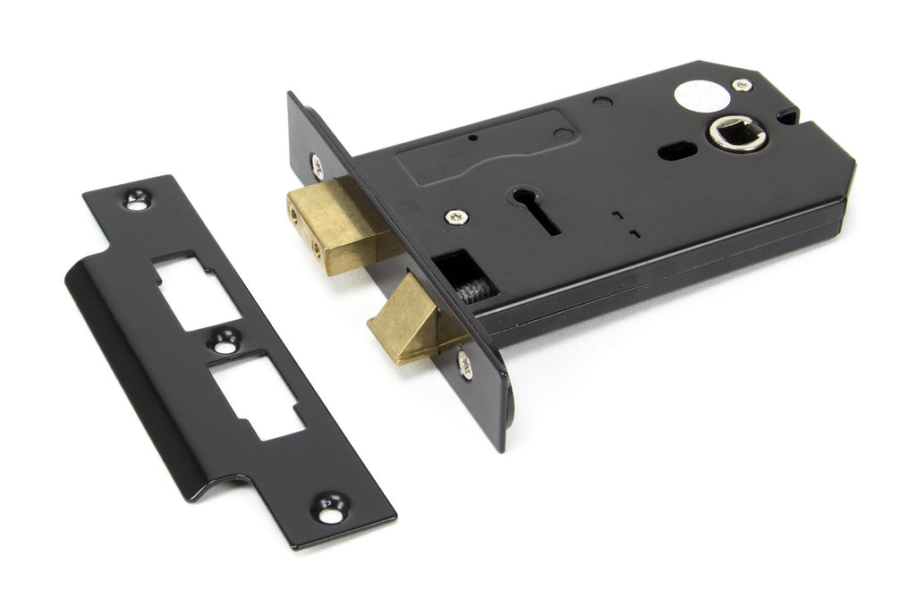 White background image of From The Anvil's Black 5" Horizontal 3 Lever Sash Lock | From The Anvil