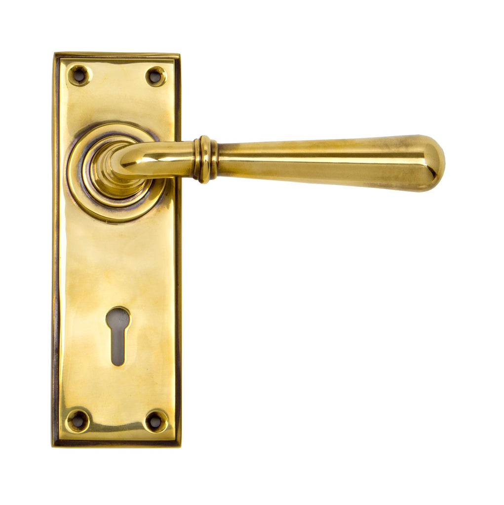 White background image of From The Anvil's Aged Brass Newbury Lever Lock Set | From The Anvil
