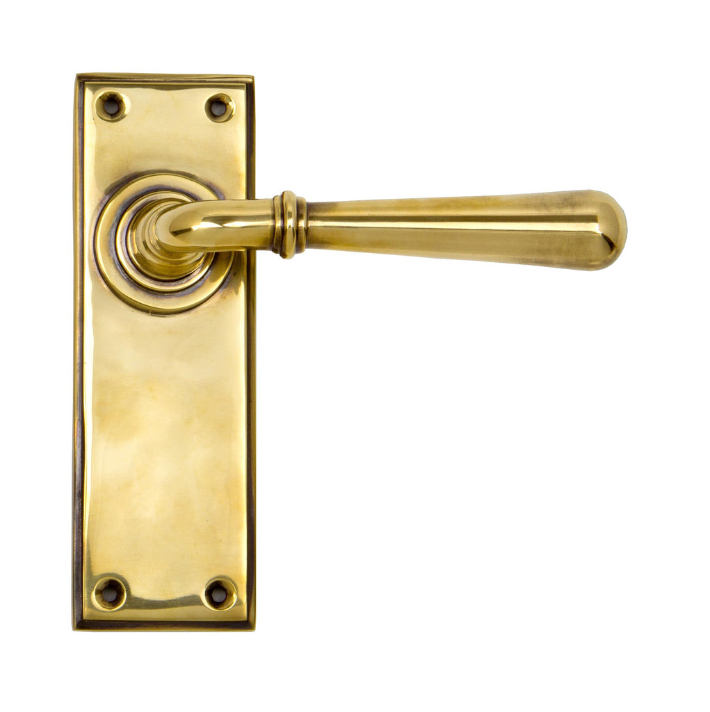 White background image of From The Anvil's Aged Brass Newbury Lever Latch Set | From The Anvil