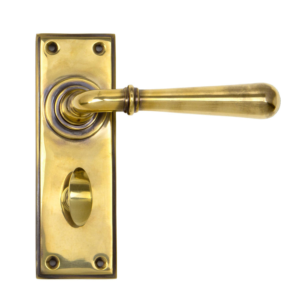 White background image of From The Anvil's Aged Brass Newbury Lever Bathroom Set | From The Anvil
