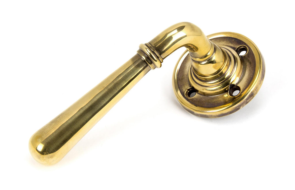 White background image of From The Anvil's Aged Brass Newbury Lever on Rose Set | From The Anvil