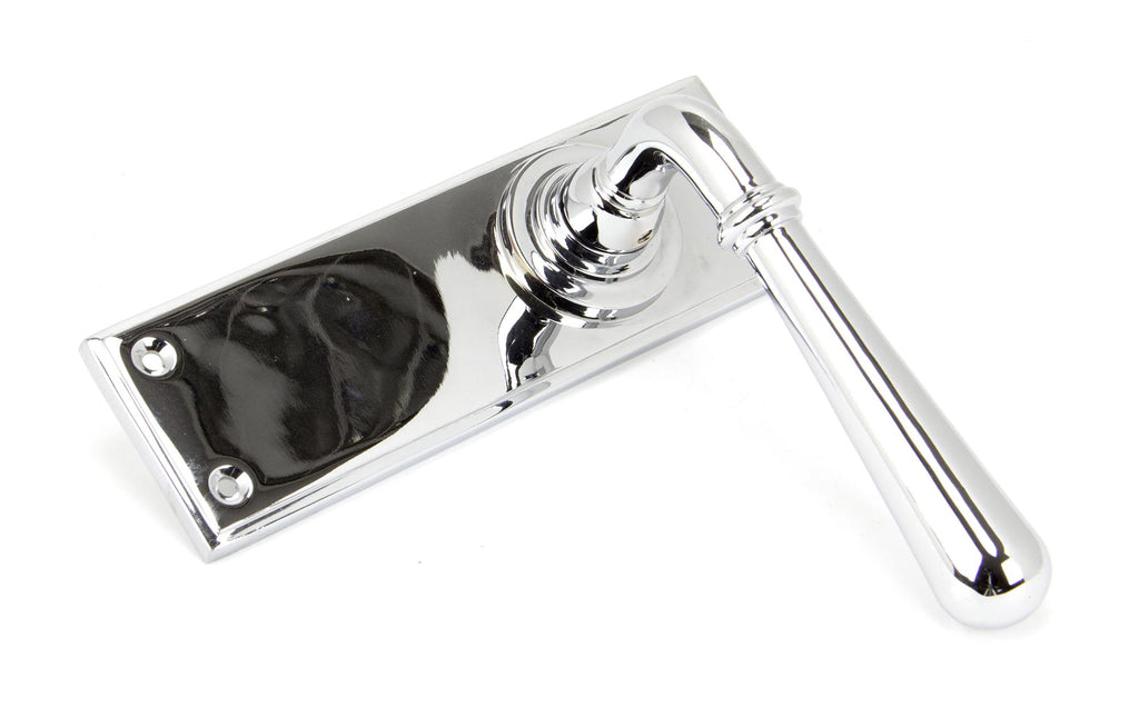 White background image of From The Anvil's Polished Chrome Newbury Lever Latch Set | From The Anvil