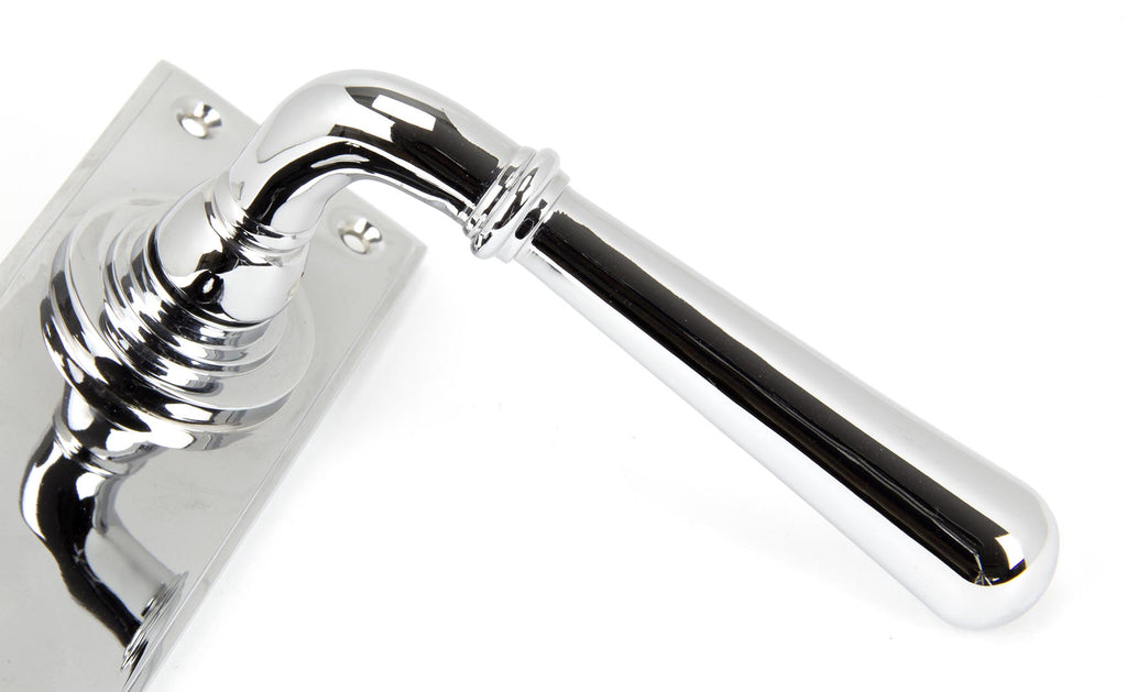 White background image of From The Anvil's Polished Chrome Newbury Lever Bathroom Set | From The Anvil