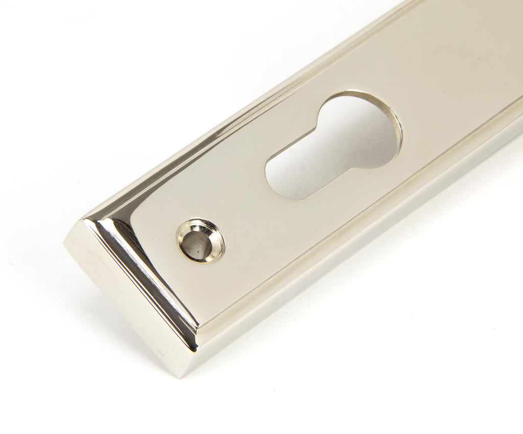 White background image of From The Anvil's Polished Nickel Newbury Slimline Lever Espag. Lock Set | From The Anvil