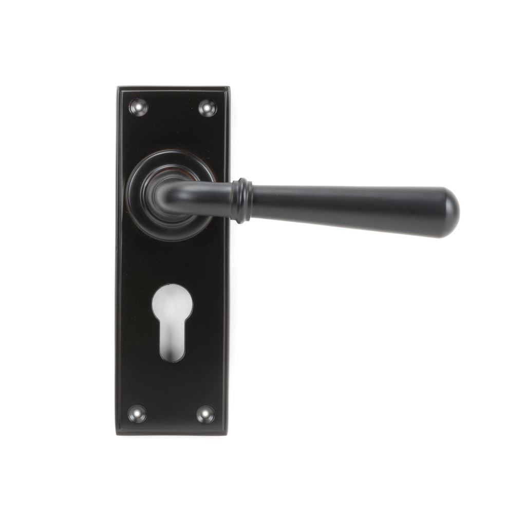 White background image of From The Anvil's Aged Bronze Newbury Lever Euro Lock Set | From The Anvil
