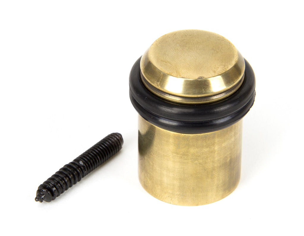 White background image of From The Anvil's Aged Brass Floor Mounted Door Stop | From The Anvil