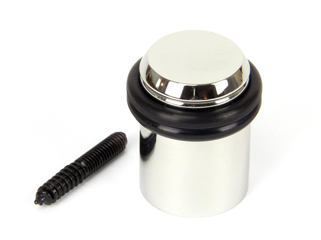 White background image of From The Anvil's Polished Nickel Floor Mounted Door Stop | From The Anvil